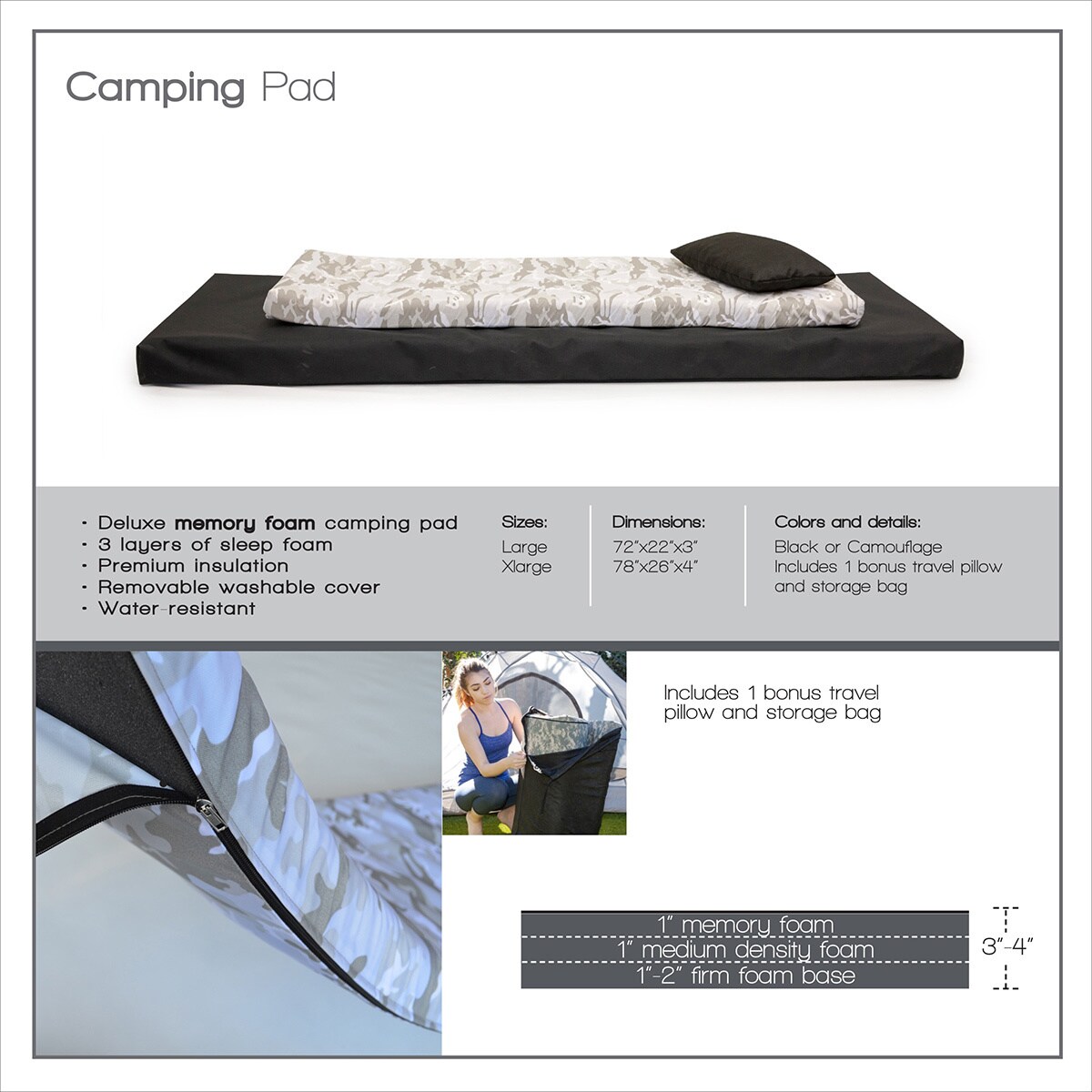 memory foam camping mat