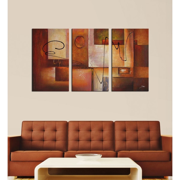 'Abstract 11' 3-piece Canvas Art Set - 12979675 - Overstock.com ...