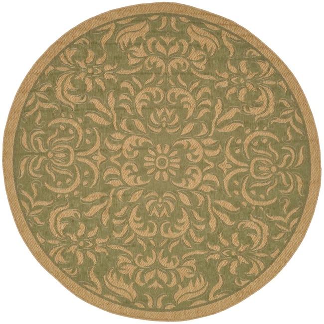 Indoor/ Outdoor Green/ Natural Rug (67 Round)