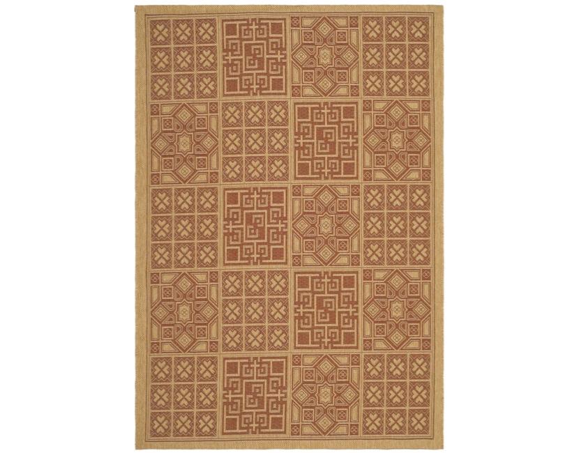 Indoor/ Outdoor Natural/ Brick Red Rug (27 X 5)