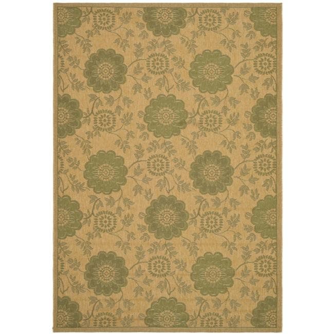 Contemporary Indoor/outdoor Natural/green Rug (53 X 77)