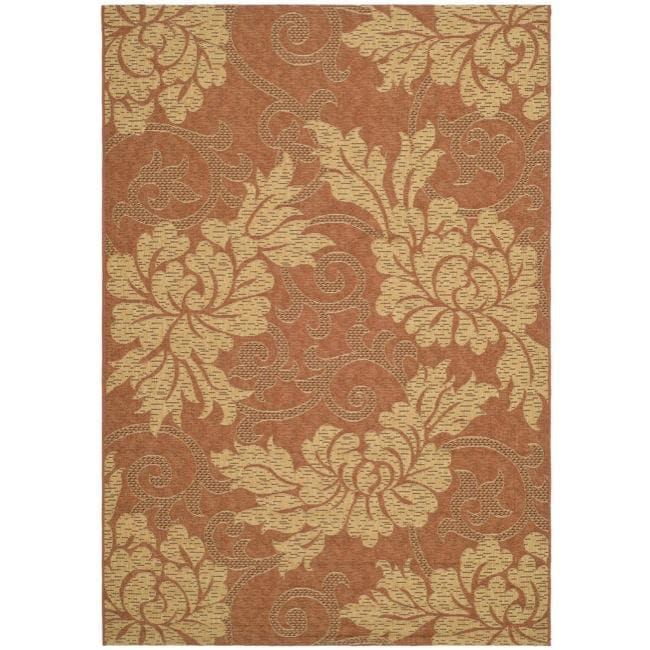 Contemporary Indoor/outdoor Brick Red/natural Rug (27 X 5)