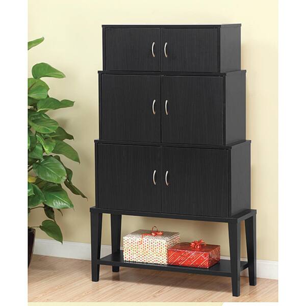 Furniture of America Amory Leveled Red Cocoa Cabinet - Black/Silver