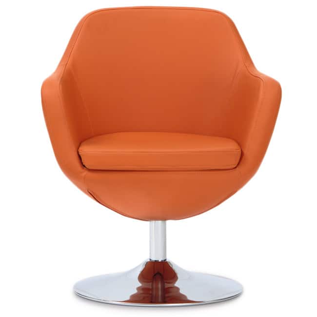 Toledo Swivel Bicast Leather Chair - Orange - Recessed Arms