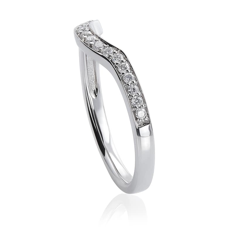 Annello by Kobelli 14k Gold 1/6 Carat TDW Women's Diamond Curved Wedding Band