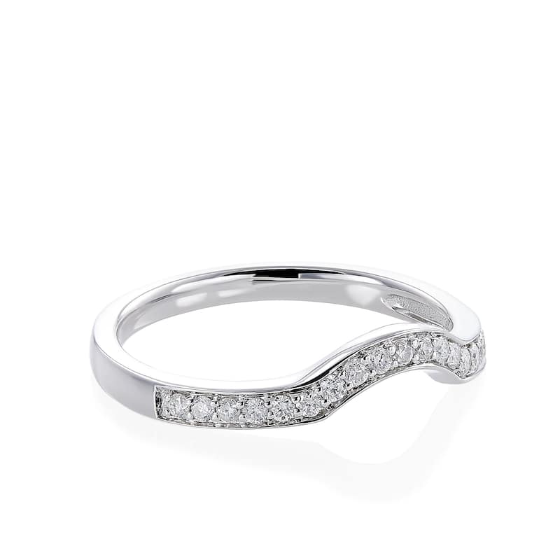 Annello by Kobelli 14k Gold 1/6 Carat TDW Women's Diamond Curved Wedding Band