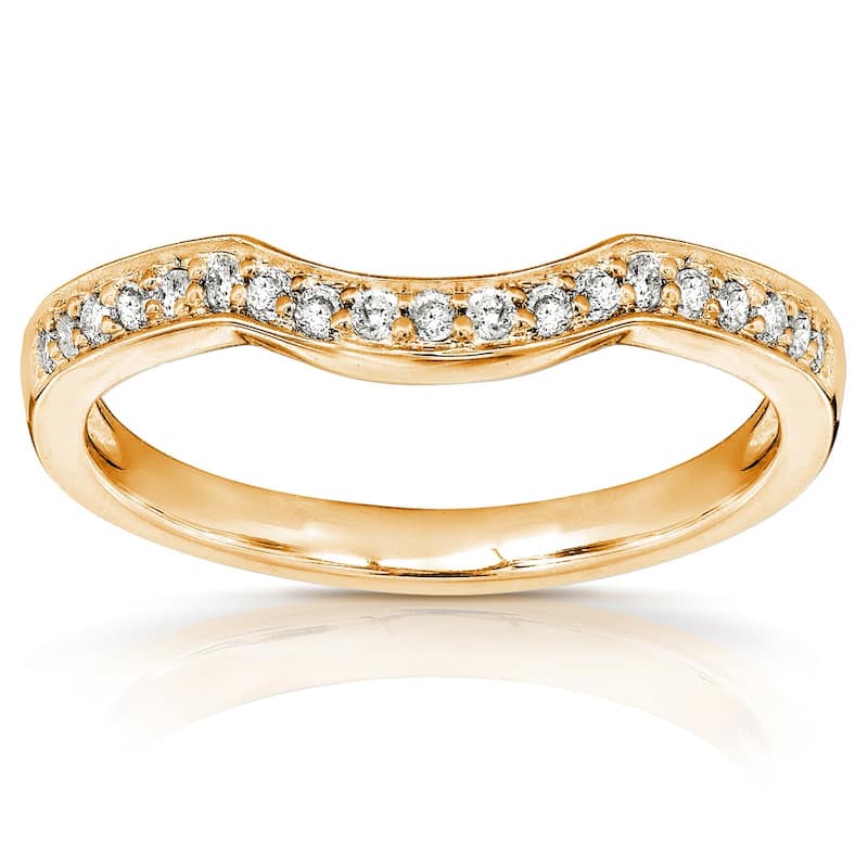 Annello by Kobelli 14k Gold 1/6 Carat TDW Women's Diamond Curved Wedding Band - Yellow - 4