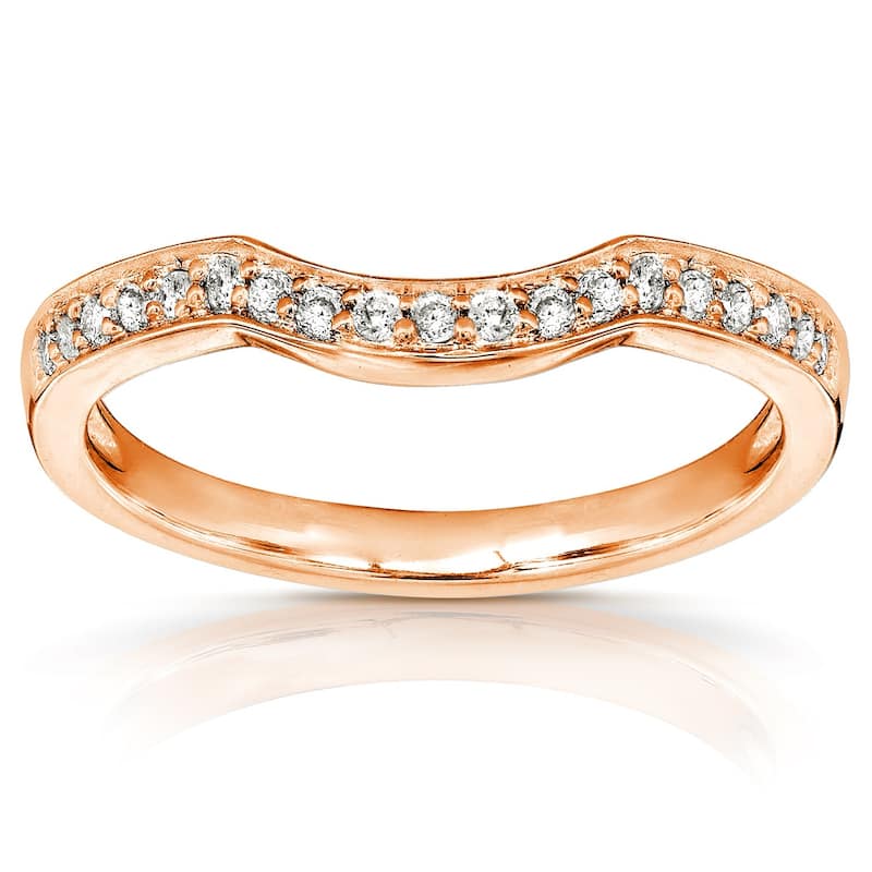Annello by Kobelli 14k Gold 1/6 Carat TDW Women's Diamond Curved Wedding Band - Rose - 4