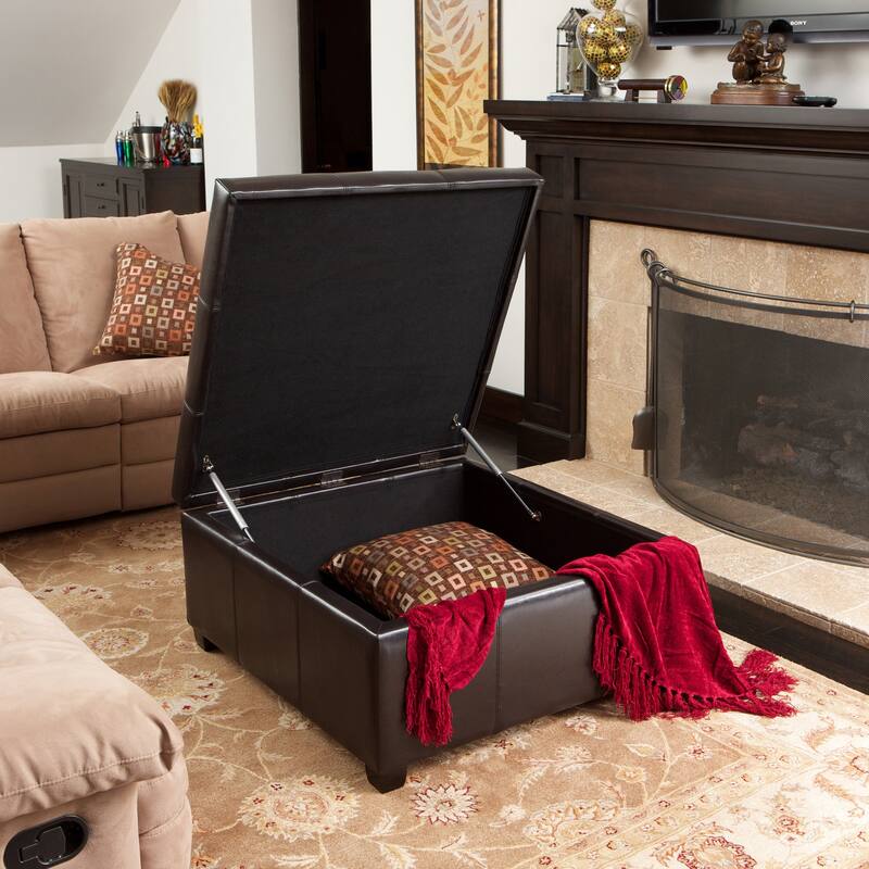 Christopher Knight Home Richmond Espresso Bonded Leather Storage Ottoman