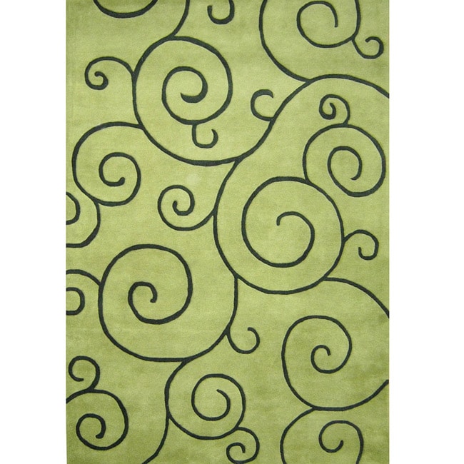 Hand tufted Sarah Scrolls Green Wool Rug (8 X 10)