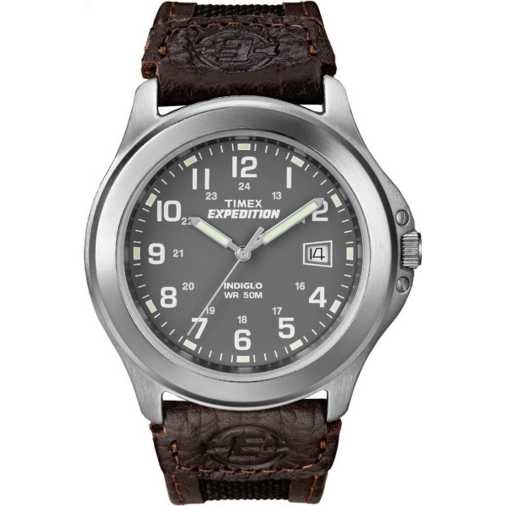 Timex Men's T40091 Expedition Metal Field Brown Nylon and Leather Strap Watch