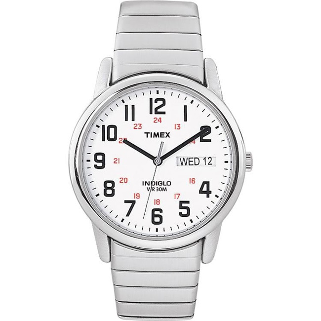 Shop Timex Men's Easy Reader Stainless Steel Expansion Band Watch ...