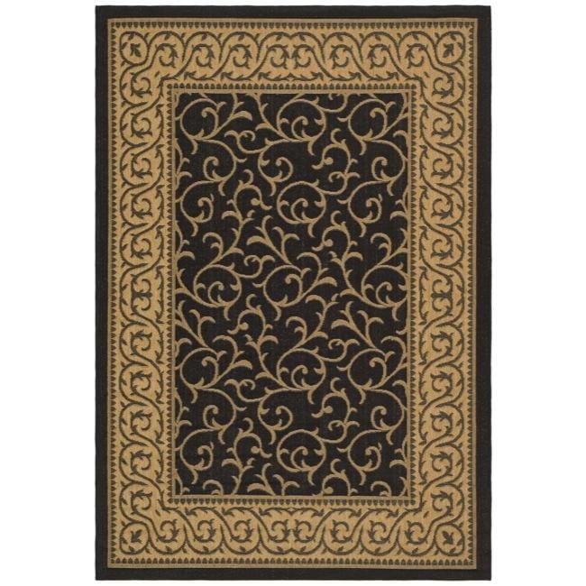 Safavieh Courtyard Scrollwork Black/ Natural Indoor/ Outdoor Rug - 8' x 11'