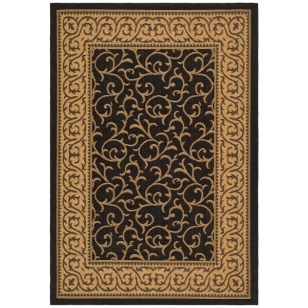 Safavieh Courtyard Scrollwork Black/ Natural Indoor/ Outdoor Rug - 8' X 11'