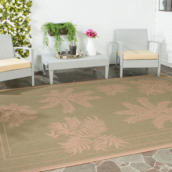 Safavieh Courtyard Ferns Green/ Natural Indoor/ Outdoor Rug - 5'3' x 7'7'
