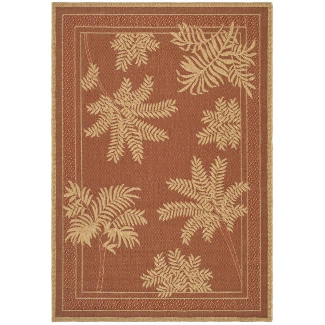 Indoor/ Outdoor Brick Red/ Natural Rug (67 X 96)