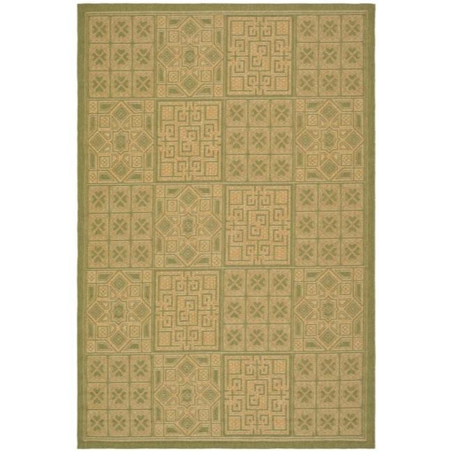 Power loomed Indoor/outdoor Green/natural Rug (4 X 57)