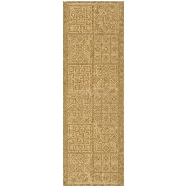 Indoor/outdoor Gold/natural Geometric Runner Rug (22 X 911)