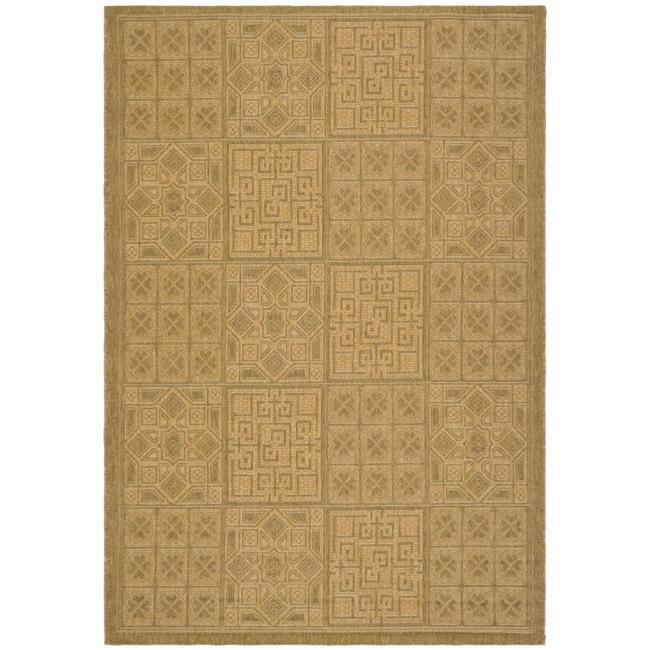 Indoor/outdoor Gold/natural Geometric Pattern Rug (53 X 77)