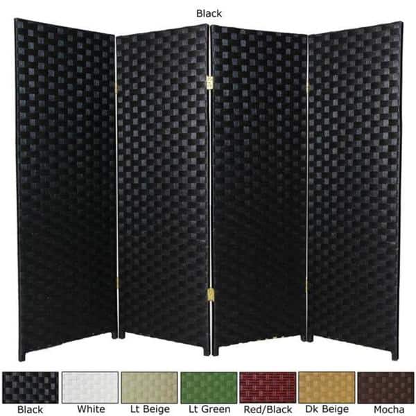 Handmade Woven Fiber Four-Panel Four-Foot Room Divider (China)