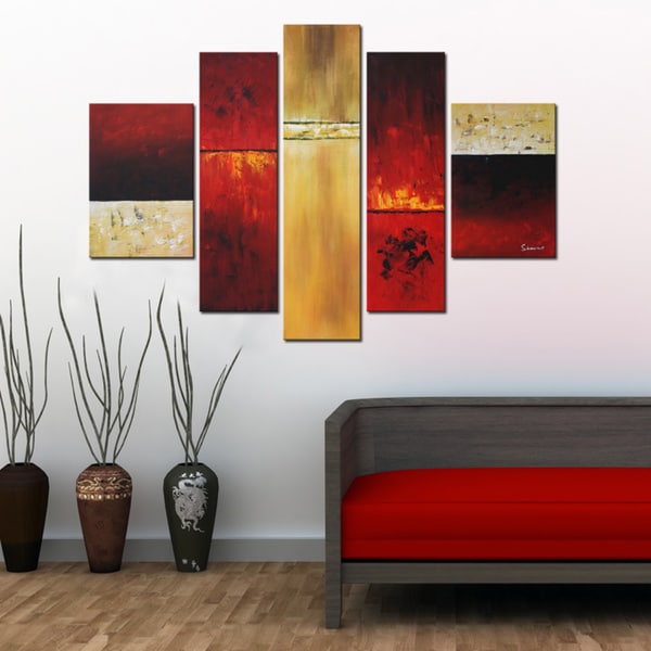 Hand painted Abstract 5 piece Gallery wrapped Canvas Set  