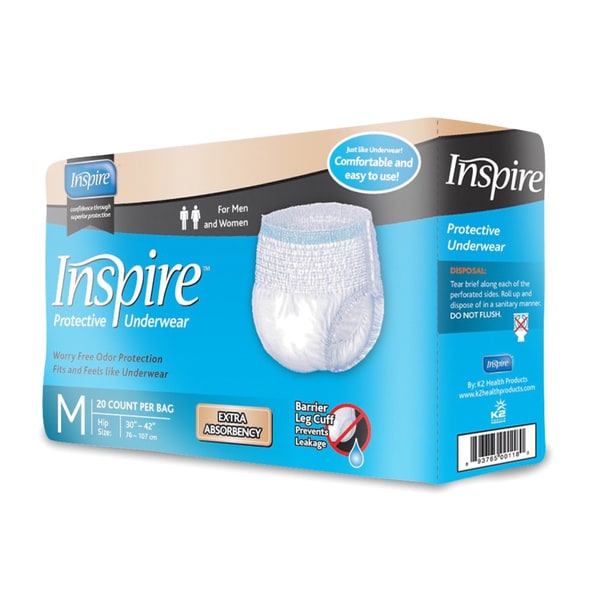 Inspire Extra Absorbency Small/ Medium Protective Underwear (Case of