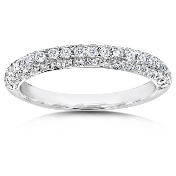 Shop Annello by Kobelli 14k White Gold 1/2ct TDW Diamond Pave Band - On ...