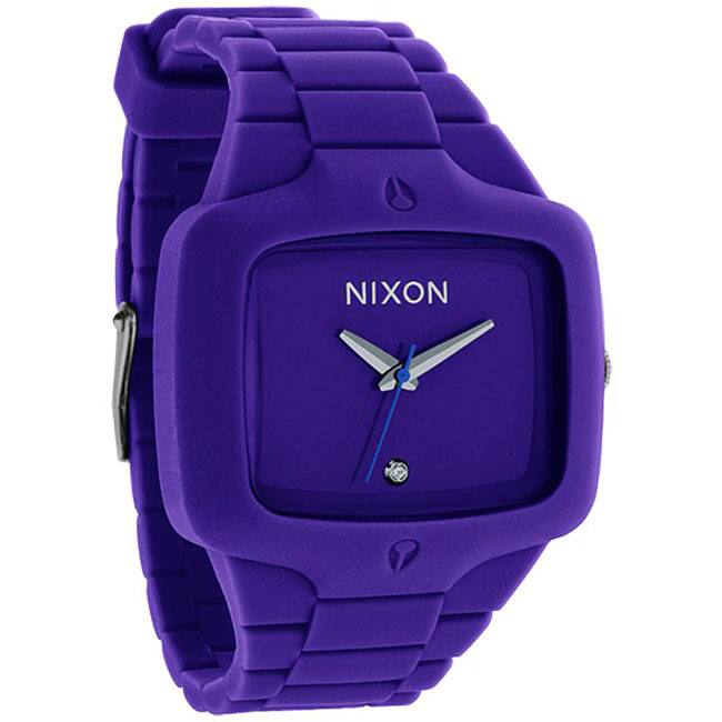 Nixon Men's A139-230 Rubber Player Rectangle Purple Strap Watch