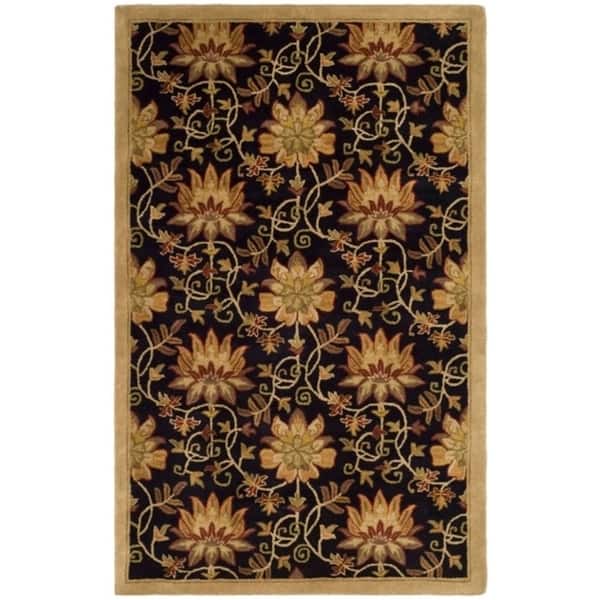 SAFAVIEH Handmade Jardin Jaylynn Country Floral Wool Rug - 8' x 10' - Chocolate/Beige - Rectangle