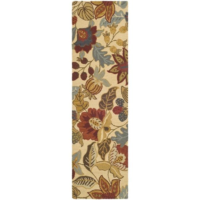 Handmade Jardine Foilage Beige/ Multi Wool Rug (23 X 8)