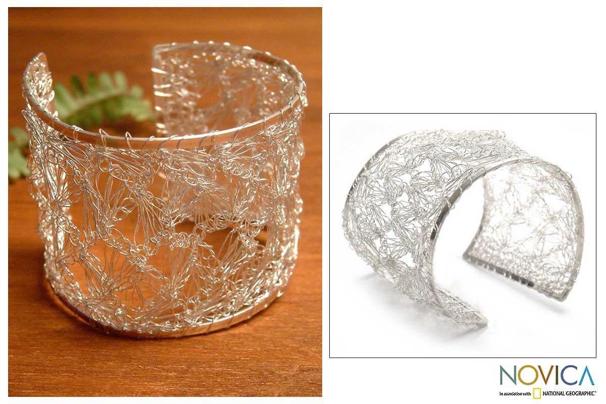 Shop Handmade Silver 'Andean Lace' Cuff Bracelet (Peru) Free Shipping