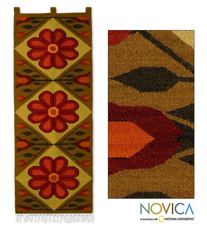 Wool 'Beautiful Andean Flower' Tapestry (Peru)