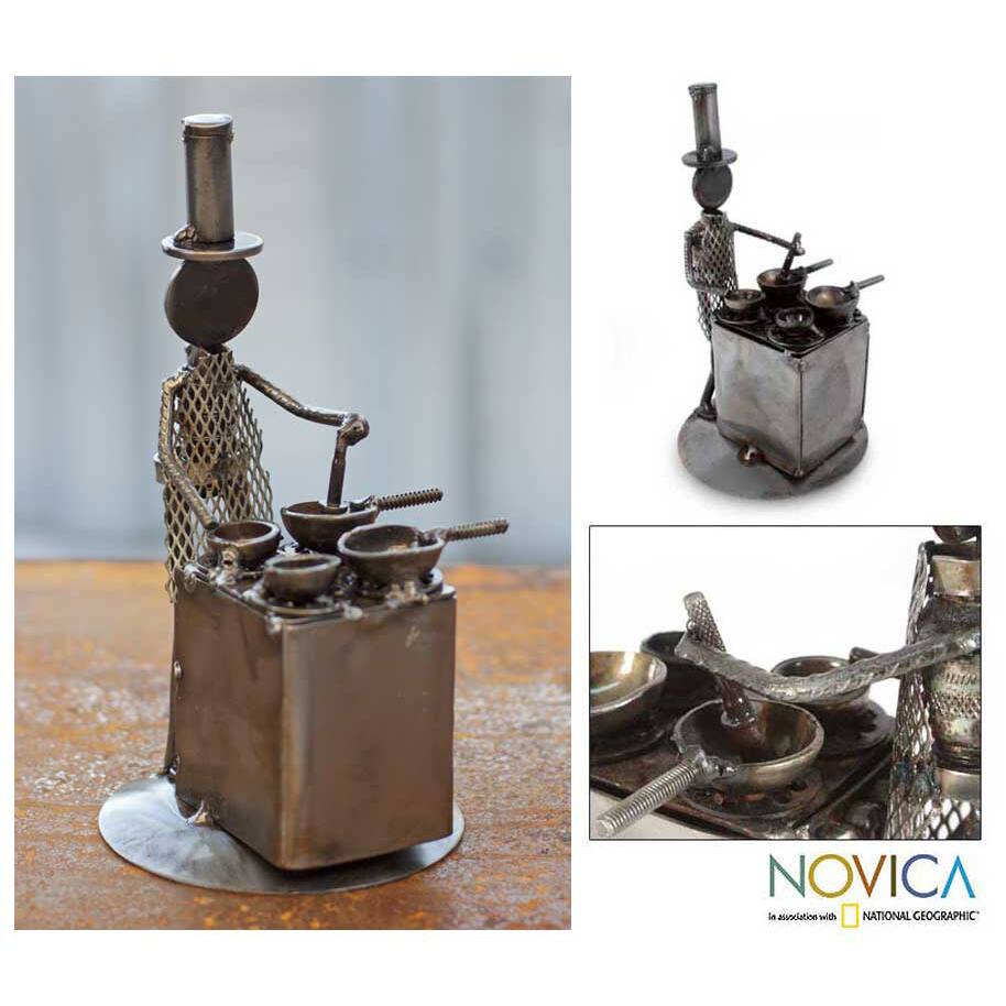 Iron 'Rustic Chef' Sculpture , Handmade in Mexico