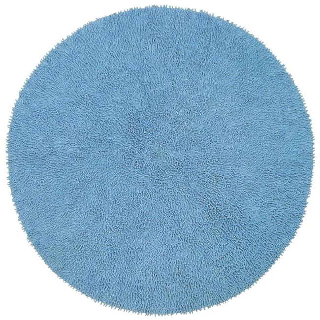 Hand woven Light Blue Chenille Shag Rug (3 Round)