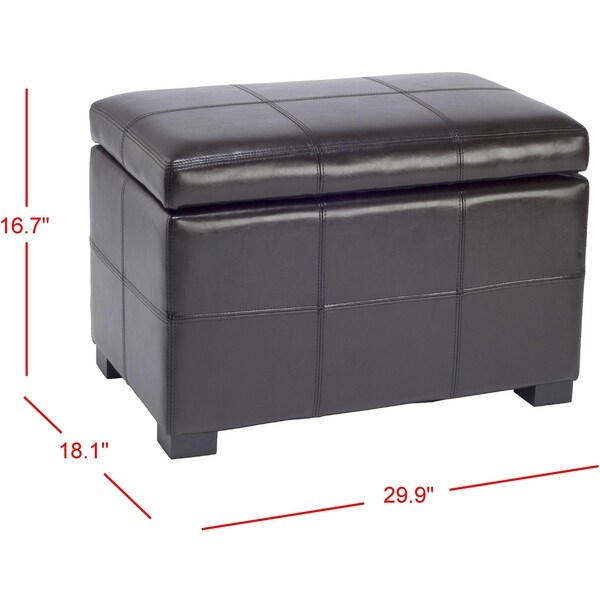 Safavieh Madison Brown Bicast Leather Storage Bench - 30.1" x 18.1" x