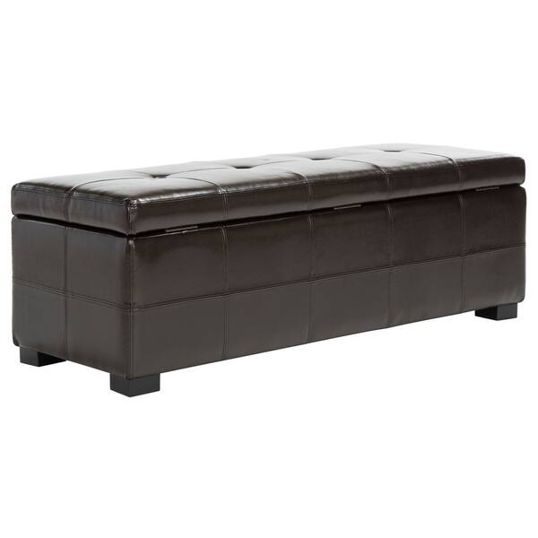 Safavieh Maiden Tufted Brown Bicast Leather Large Storage Safavieh Maiden Tufted Brown