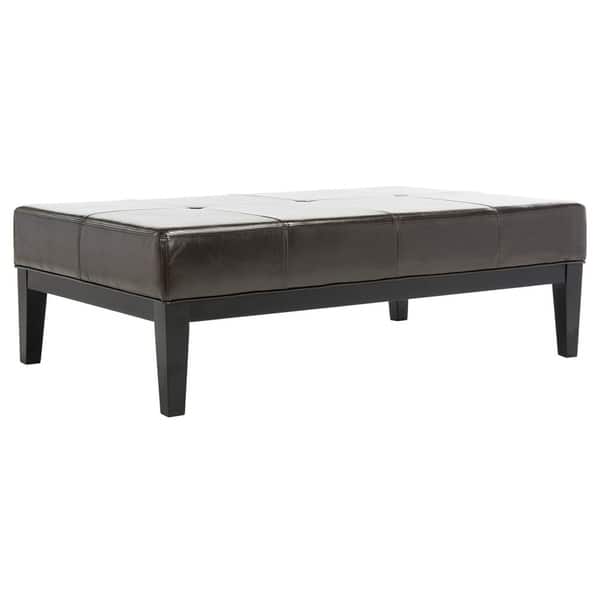 Safavieh Fulton Brown Bicast Leather Rectangle Ottoman Safavieh Fulton Brown Bicast Leather