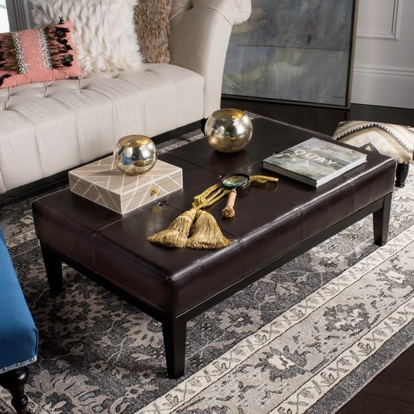 Safavieh Fulton Brown Bicast Leather Rectangle Ottoman Safavieh Fulton Brown Bicast Leather Rectangle Ottoman