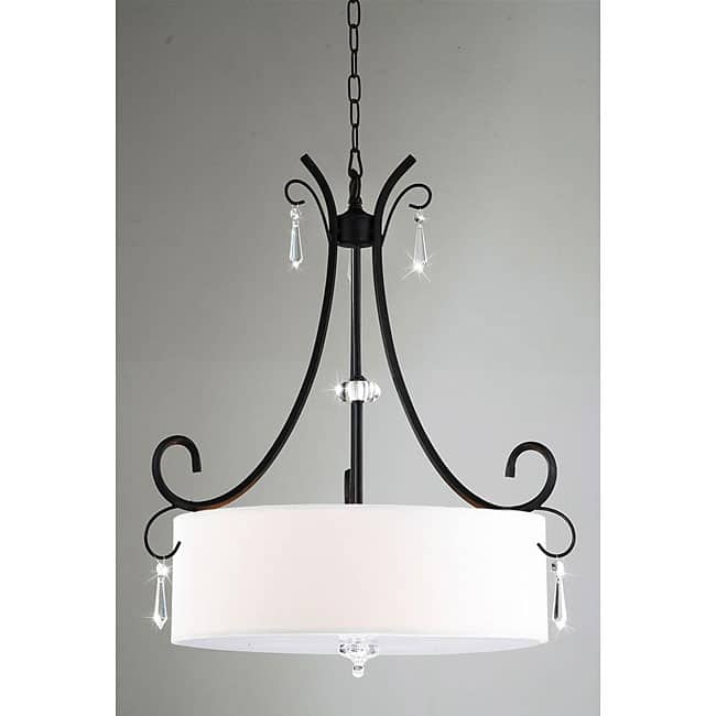 Indoor 5-light Antique Bronze/ Crystal Drops Chandelier