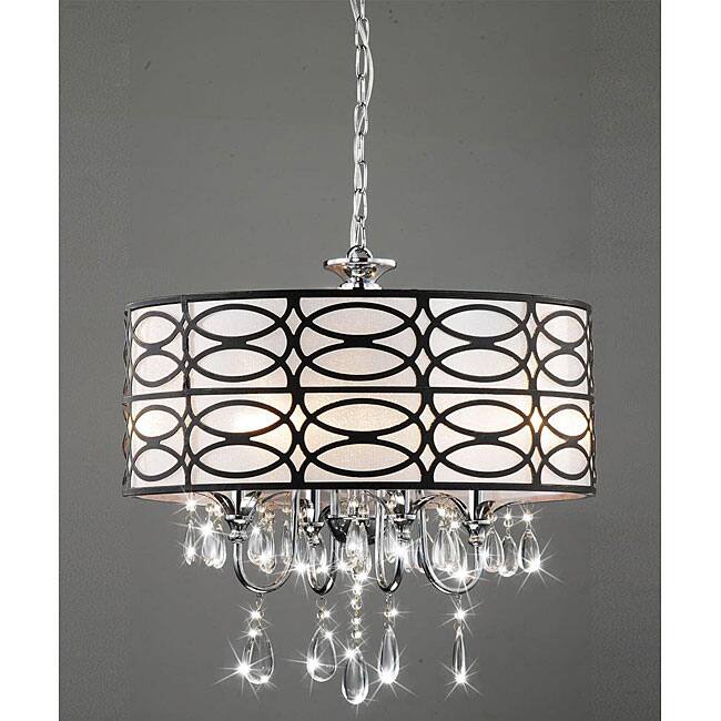 Indoor 4-light Chrome/ Crystal/ Antique Bronze Shade Chandelier