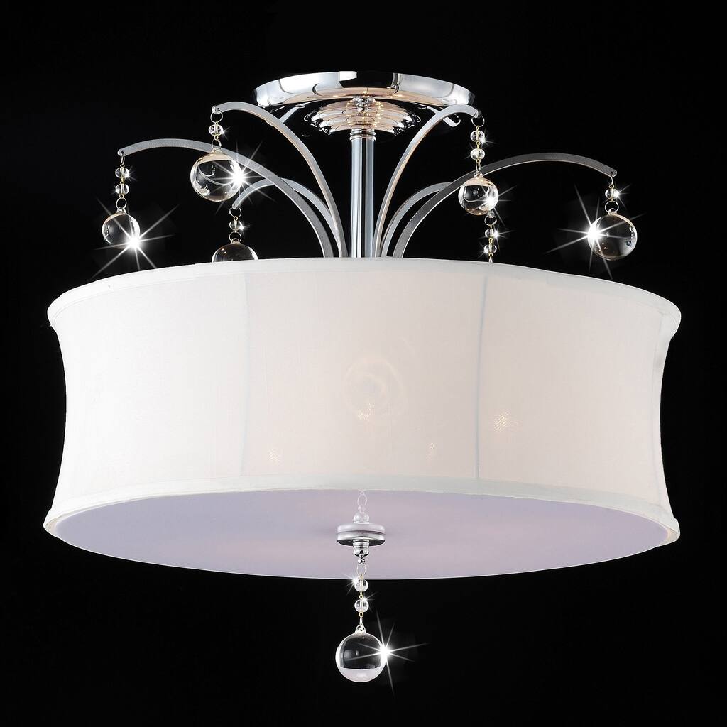 Indoor 5-light Chrome/ Crystal Flush Mount Chandelier - N/A