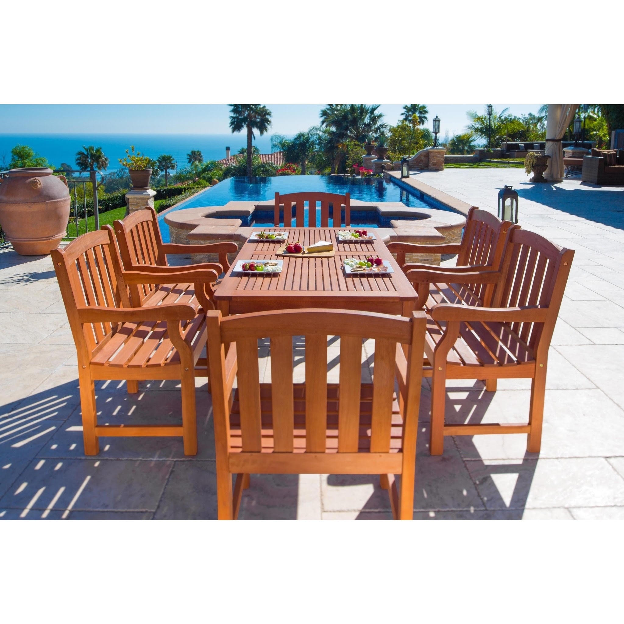 Shop Outdoor Wood English Garden Natural Dining Set Free Shipping On