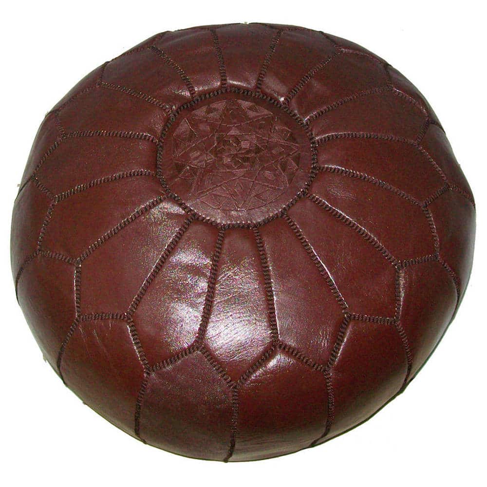 Handmade Leather Contemporary II Ottoman Pouf (Morocco)
