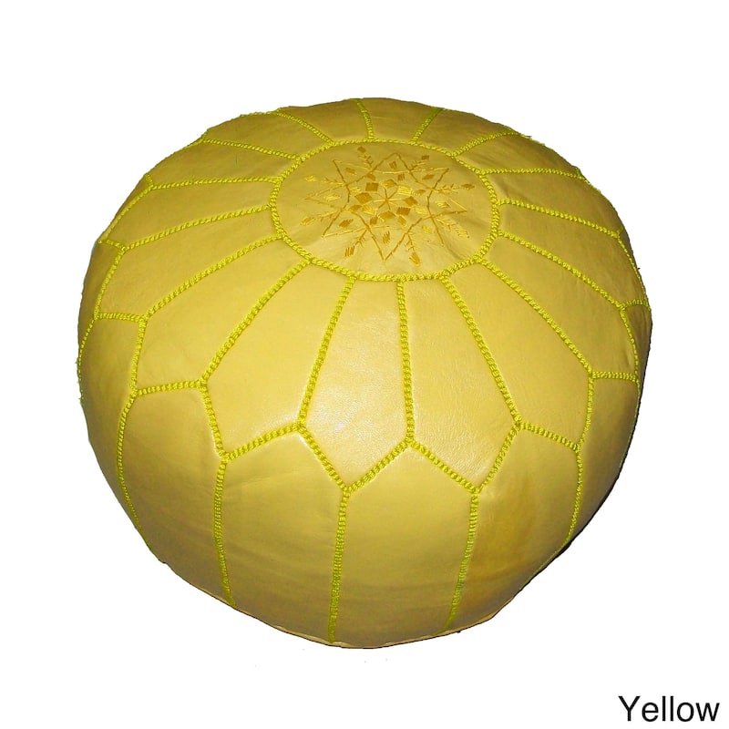 Handmade Contemporary Handmade Imported Genuine-leather Ottoman Pouf (Morocco)