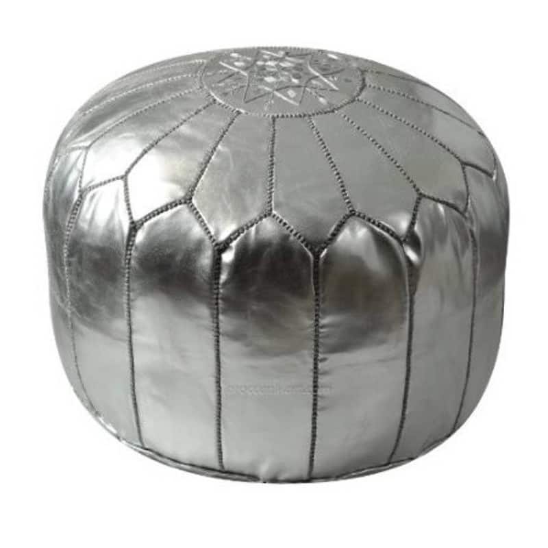 Handmade Contemporary Handmade Imported Genuine-leather Ottoman Pouf (Morocco)