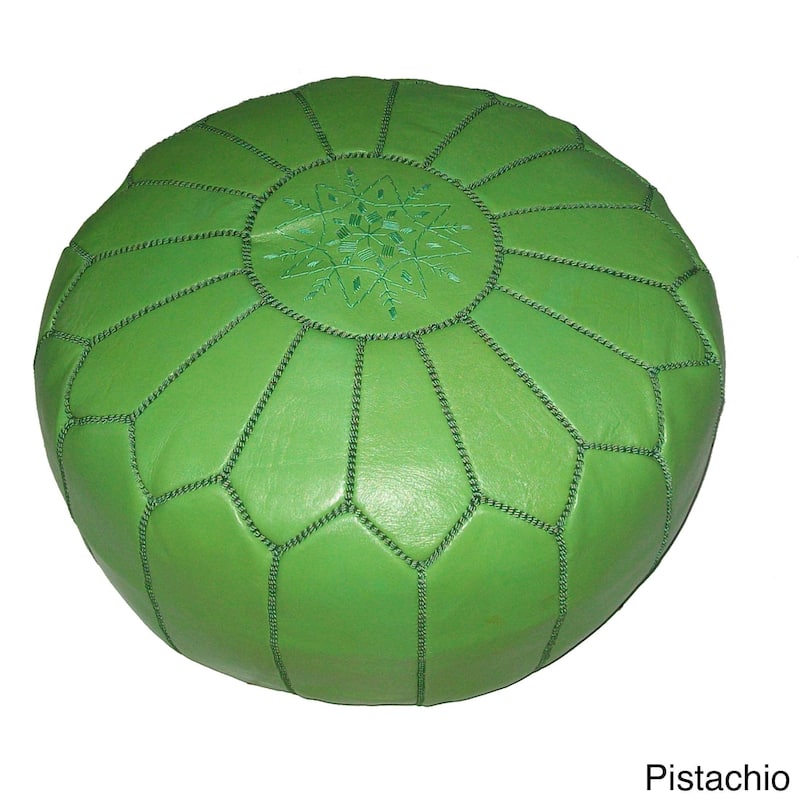 Handmade Contemporary Handmade Imported Genuine-leather Ottoman Pouf (Morocco)