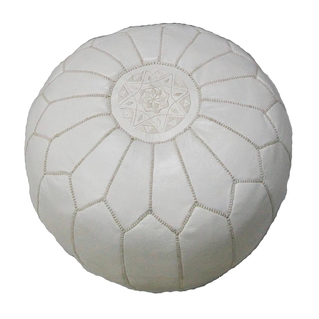 Handmade Contemporary Handmade Imported Genuine-leather Ottoman Pouf (Morocco)