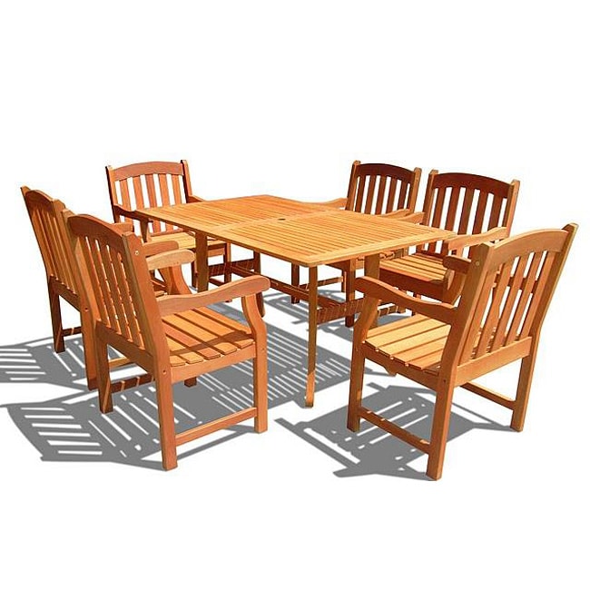 Outdoor 7 piece Rectangular Curvy Dining Set