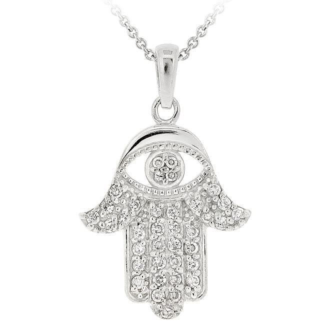 Shop Icz Stonez Sterling Silver Cubic Zirconia Hamsa Necklace - On Sale ...