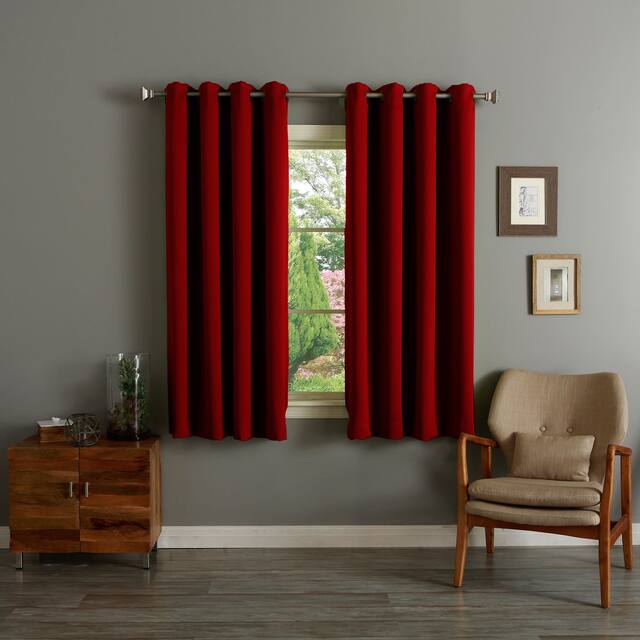 Aurora Home Grommet Top Insulated 64-inch Blackout Curtain Panel Pair - 52 x 64 - Wine